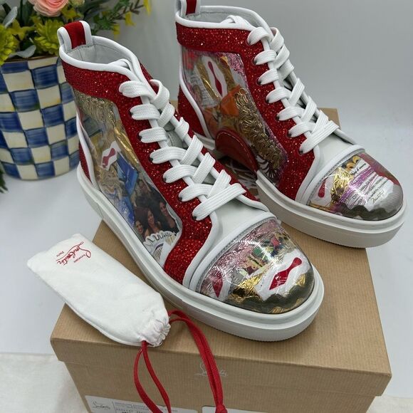 Women's Christian Louboutin, Dolan strass 
Trash high top sneakers size 39 - Picture 1 of 8